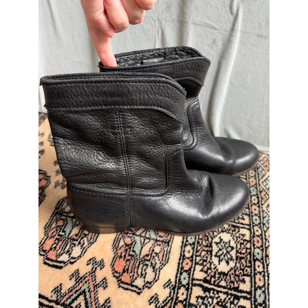 Frye Anna Shortie Ankle Boots Women 8.5 Black Leather Western Boho 3477320-BLK